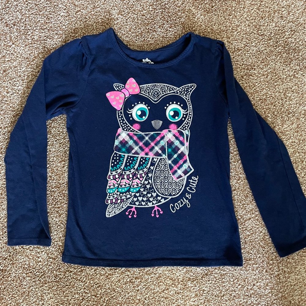 Garanimals long sleeve navy blue owl shirt 6T